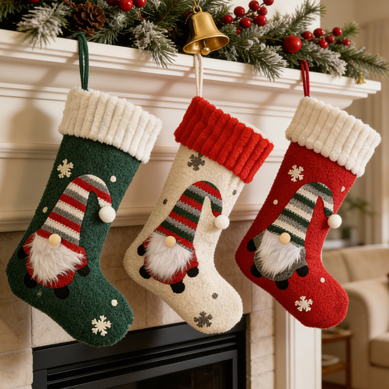 Christmas Stocking Hanging - Chaussette de Noël en peluche douce,