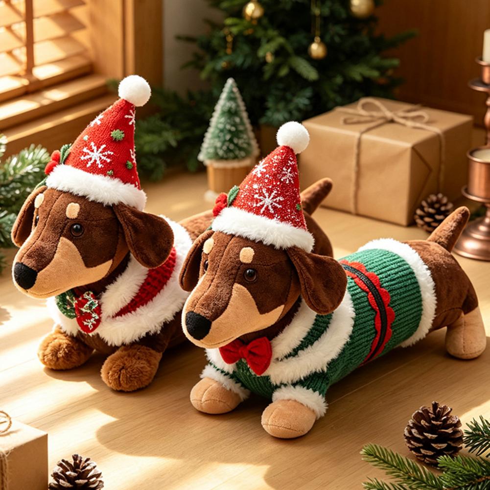 Santa Hat Plush - Peluche de Noël Teckel, Décoration de
