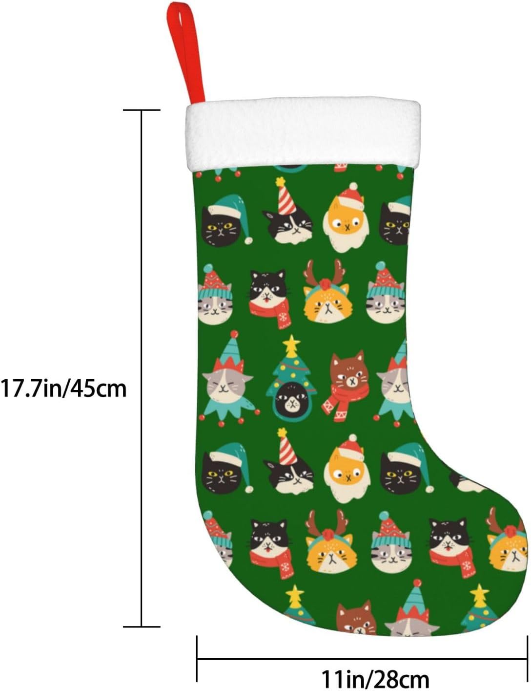 Bas de noël verts chats mignon - Christmas Stocking Hanging avis et prix